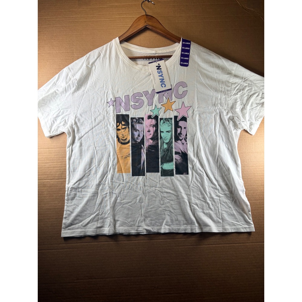 NSYNC Graphic T-Shirt Womens XXL White Cotton Short Sleeve Band Tee New